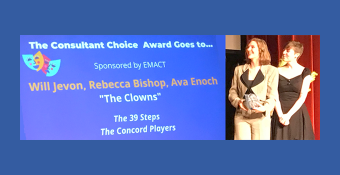 Rebecca Bishop and Ava Enoch accept a Consultant Choice Award for Specialty Ensemble.